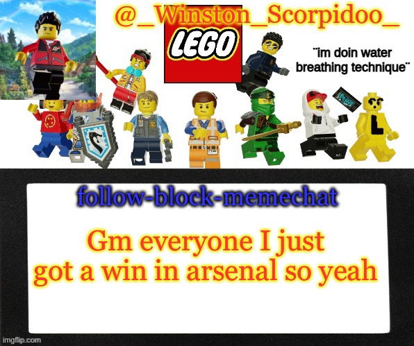 Winston's new announcement | Gm everyone I just got a win in arsenal so yeah | image tagged in winston's new announcement | made w/ Imgflip meme maker