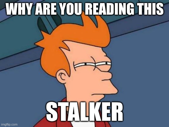Futurama Fry |  WHY ARE YOU READING THIS; STALKER | image tagged in memes,futurama fry,stalker,why are you reading this | made w/ Imgflip meme maker