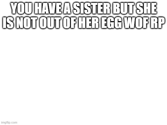 IDFK | YOU HAVE A SISTER BUT SHE IS NOT OUT OF HER EGG WOF RP | image tagged in blank white template | made w/ Imgflip meme maker