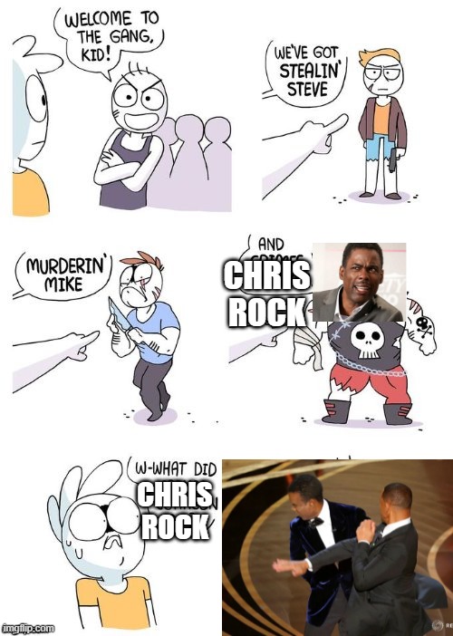 Chris Rock Jokes about J*da Smith | CHRIS ROCK; CHRIS ROCK | image tagged in crimes johnson | made w/ Imgflip meme maker