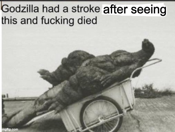 Godzilla | after seeing | image tagged in godzilla | made w/ Imgflip meme maker
