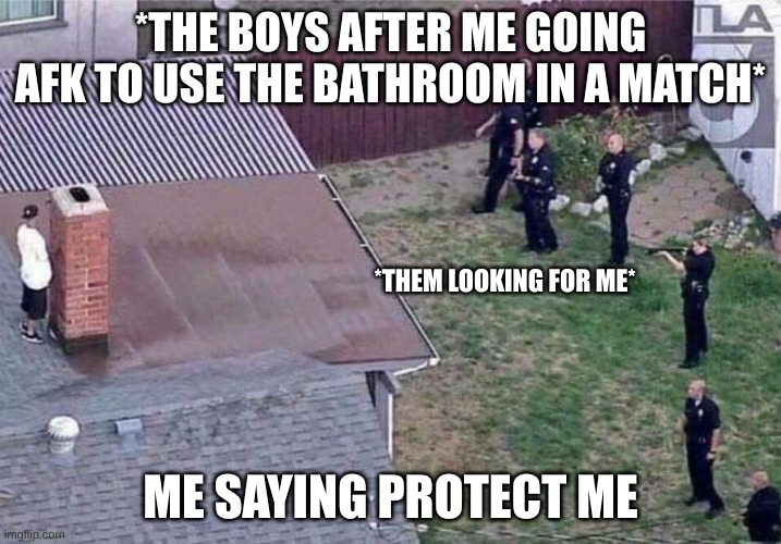 THIS IS SO TrUe | *THE BOYS AFTER ME GOING AFK TO USE THE BATHROOM IN A MATCH*; *THEM LOOKING FOR ME*; ME SAYING PROTECT ME | image tagged in fortnite meme | made w/ Imgflip meme maker