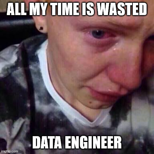 Feel like pure shit | ALL MY TIME IS WASTED; DATA ENGINEER | image tagged in feel like pure shit | made w/ Imgflip meme maker