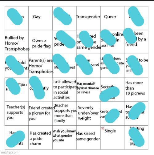 BINGO | image tagged in lgbtqia bingo | made w/ Imgflip meme maker