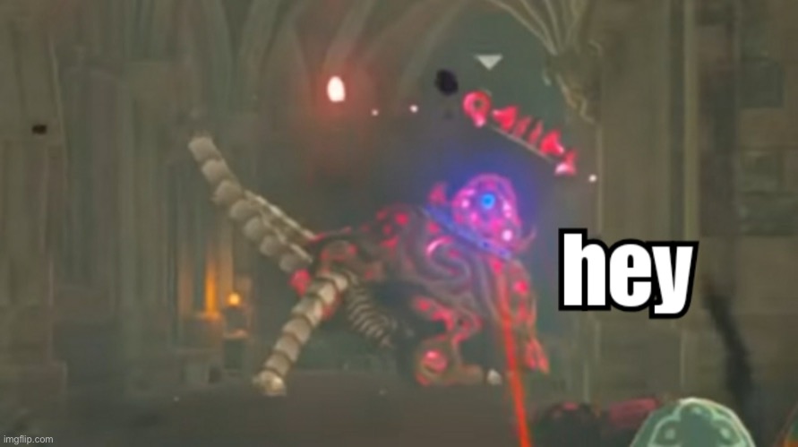 I’m back.  Been doing lots of YT and BOTW lately… | image tagged in guardian hey,imgflip,the legend of zelda breath of the wild | made w/ Imgflip meme maker