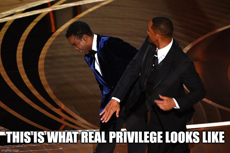 White privilege? No, real privilege is wealthy celebrities that are allowed to do what they want at any given moment. | THIS IS WHAT REAL PRIVILEGE LOOKS LIKE | image tagged in will smith,chris rock,oscars,slap,privilege | made w/ Imgflip meme maker