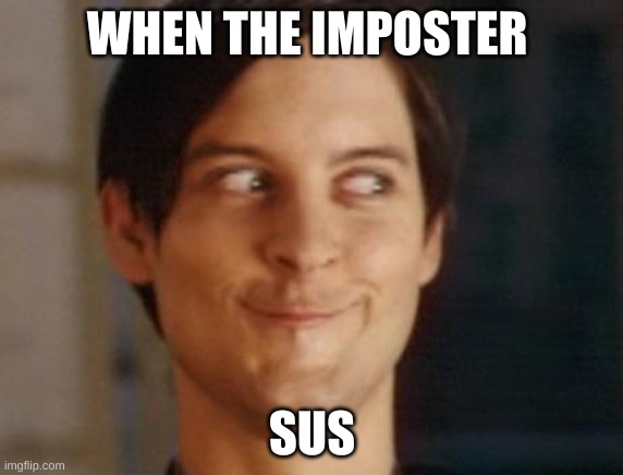 Spiderman Peter Parker |  WHEN THE IMPOSTER; SUS | image tagged in memes,spiderman peter parker | made w/ Imgflip meme maker