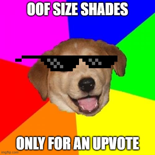 Advice Dog Meme | OOF SIZE SHADES; ONLY FOR AN UPVOTE | image tagged in memes,advice dog | made w/ Imgflip meme maker