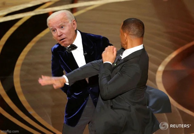 Something I wished had happened | image tagged in will smith punching chris rock,joe biden | made w/ Imgflip meme maker