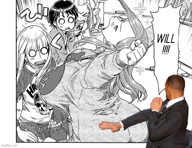 Will Smith Slaps Dat Ass | image tagged in okusan,will smith punching chris rock,manga,thicc,anime,will smith slap | made w/ Imgflip meme maker