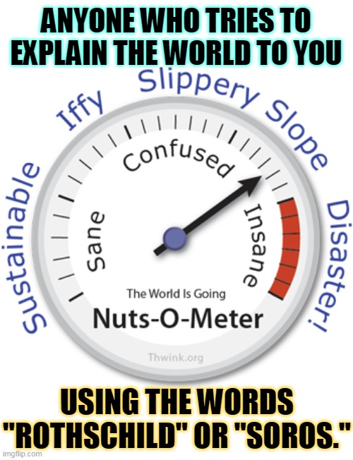 They call them Conspiracy Nuts for a reason. It's because they're nuts. | ANYONE WHO TRIES TO EXPLAIN THE WORLD TO YOU; USING THE WORDS "ROTHSCHILD" OR "SOROS." | image tagged in antisemitism,pathetic,idiots | made w/ Imgflip meme maker