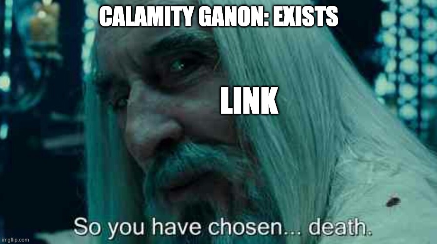 Ganon | CALAMITY GANON: EXISTS; LINK | image tagged in so you have chosen death,the legend of zelda breath of the wild | made w/ Imgflip meme maker