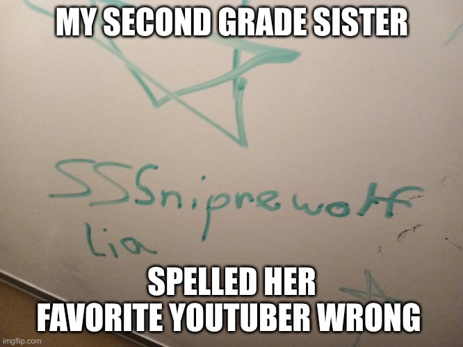 LOL | MY SECOND GRADE SISTER; SPELLED HER FAVORITE YOUTUBER WRONG | image tagged in spelling error,bad grammar and spelling memes,memes,funny,lol | made w/ Imgflip meme maker
