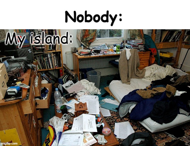 My island is so messy tho- |  Nobody:; My island: | image tagged in tvt rip my island ig | made w/ Imgflip meme maker