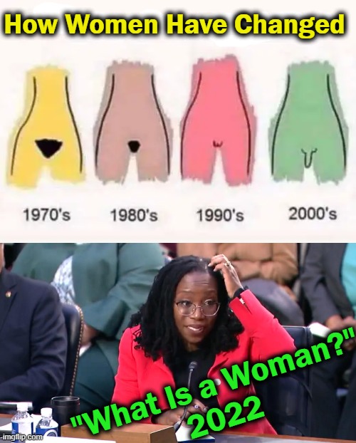The Left Is So Confused, They Can't Even Answer The Question . . . . | How Women Have Changed; "What Is a Woman?"
2022 | image tagged in politics,liberals vs conservatives,gender identity,confusion,woman,men and women | made w/ Imgflip meme maker