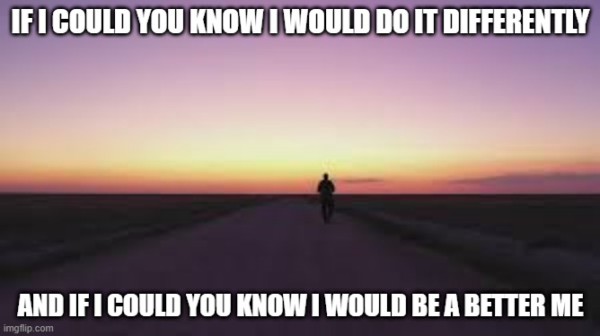 IF I COULD YOU KNOW I WOULD DO IT DIFFERENTLY; AND IF I COULD YOU KNOW I WOULD BE A BETTER ME | made w/ Imgflip meme maker
