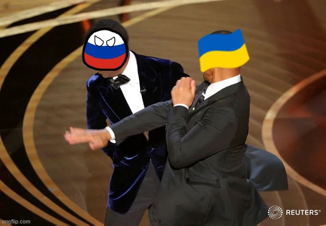 When you think an invasion is just a matter of kicking in the door and the rotten house will collapse | image tagged in will smith punching chris rock,russia | made w/ Imgflip meme maker