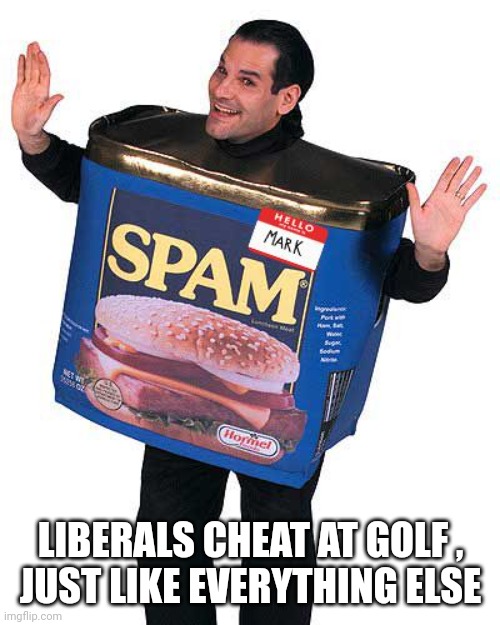 Spam | LIBERALS CHEAT AT GOLF ,
 JUST LIKE EVERYTHING ELSE | image tagged in spam | made w/ Imgflip meme maker