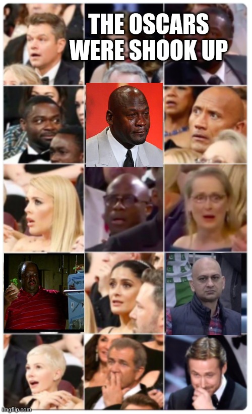 Shocked audience oscar 2022 | THE OSCARS WERE SHOOK UP | image tagged in shocked audience oscar 2022 | made w/ Imgflip meme maker