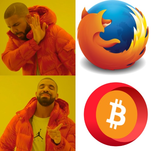 Bitcoin Browser Bling | image tagged in opera,mozilla,bitcoin,bling | made w/ Imgflip meme maker