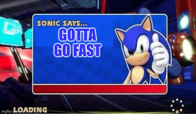 Sonic Says | GOTTA GO FAST | image tagged in sonic says | made w/ Imgflip meme maker