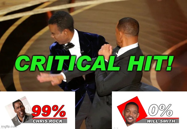 will smith slaps chris rock in smash bros. | CRITICAL HIT! | image tagged in will smith punching chris rock | made w/ Imgflip meme maker