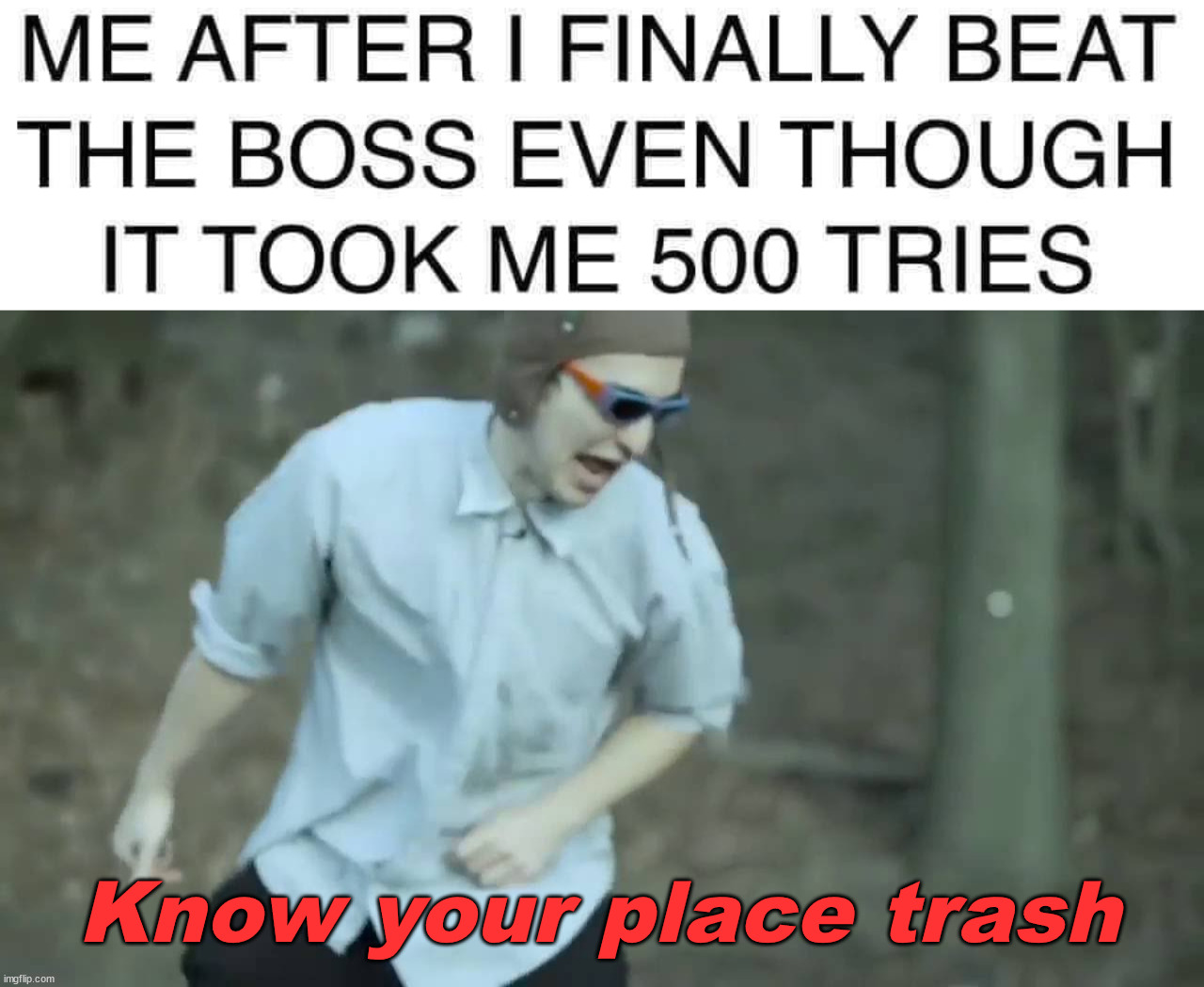 Know your place trash | image tagged in know your place trash,gaming | made w/ Imgflip meme maker