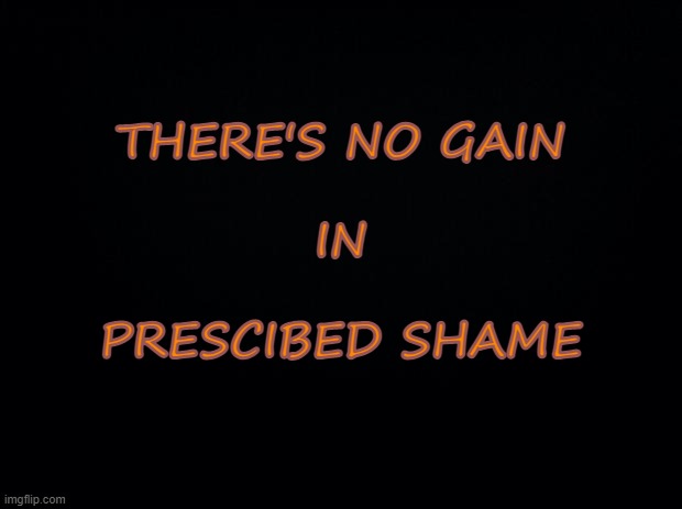 Shame Game | THERE'S NO GAIN
 
IN; PRESCIBED SHAME | image tagged in fake it,till you,make it | made w/ Imgflip meme maker