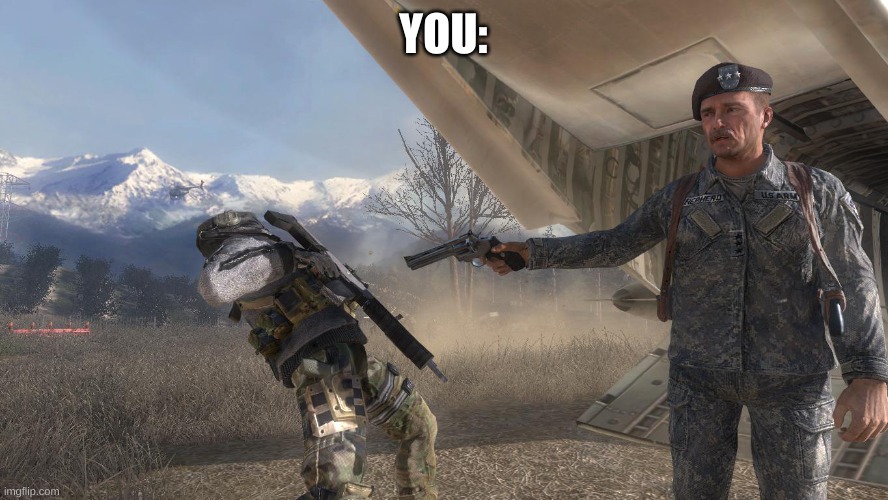 cod mw2 ghost death meme | YOU: | image tagged in cod mw2 ghost death meme | made w/ Imgflip meme maker