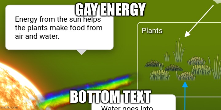 GAY ENERGY; BOTTOM TEXT | made w/ Imgflip meme maker