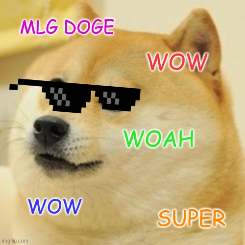 MLG DOGE | MLG DOGE; WOW; WOAH; WOW; SUPER | image tagged in memes,doge | made w/ Imgflip meme maker