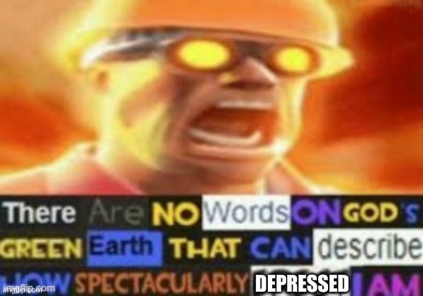 There are no words on god's green earth | DEPRESSED | image tagged in there are no words on god's green earth | made w/ Imgflip meme maker