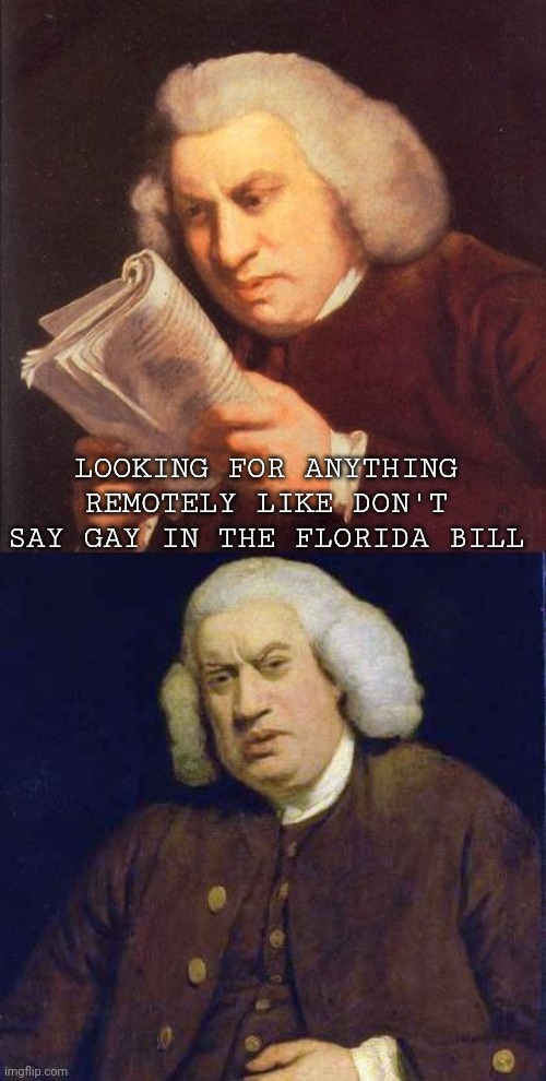 Its not in there | LOOKING FOR ANYTHING REMOTELY LIKE DON'T SAY GAY IN THE FLORIDA BILL | image tagged in dafuq did i just read | made w/ Imgflip meme maker