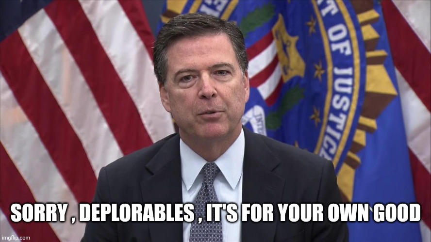 FBI Director James Comey | SORRY , DEPLORABLES , IT'S FOR YOUR OWN GOOD | image tagged in fbi director james comey | made w/ Imgflip meme maker