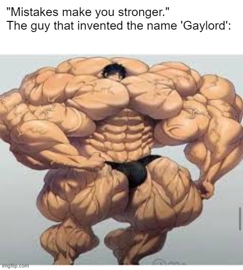 I could never take this name seriously |  "Mistakes make you stronger."
The guy that invented the name 'Gaylord': | image tagged in mistakes make you stronger | made w/ Imgflip meme maker