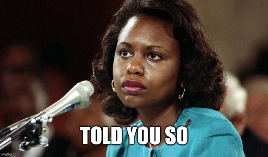 Anita Hill | TOLD YOU SO | image tagged in anita hill | made w/ Imgflip meme maker