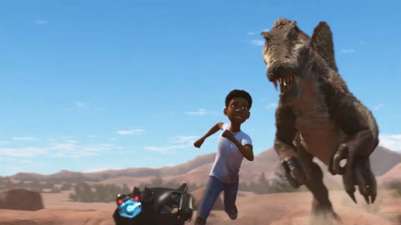 Darius running away from Spinosaurus and Brad-X Blank Meme Template