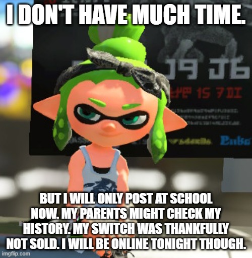 If they do check my history, then I want them to see how much I love and care about yall. | I DON'T HAVE MUCH TIME. BUT I WILL ONLY POST AT SCHOOL NOW. MY PARENTS MIGHT CHECK MY HISTORY. MY SWITCH WAS THANKFULLY NOT SOLD. I WILL BE ONLINE TONIGHT THOUGH. | image tagged in smug legendthainkling | made w/ Imgflip meme maker