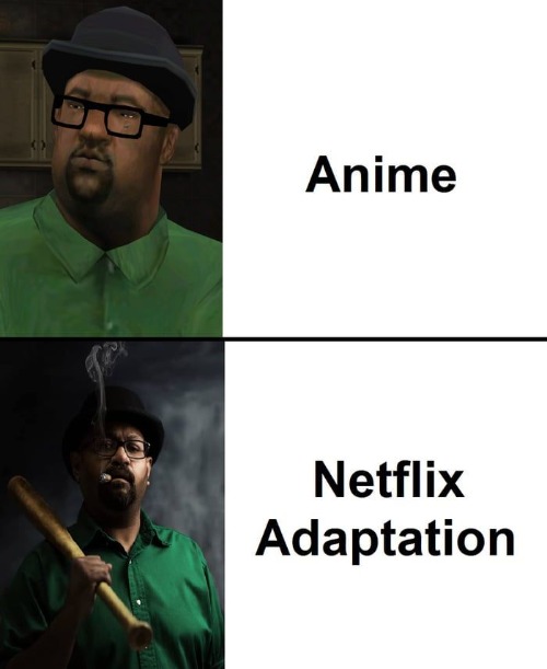 Anime; Netflix Adaptation | image tagged in memes | made w/ Imgflip meme maker