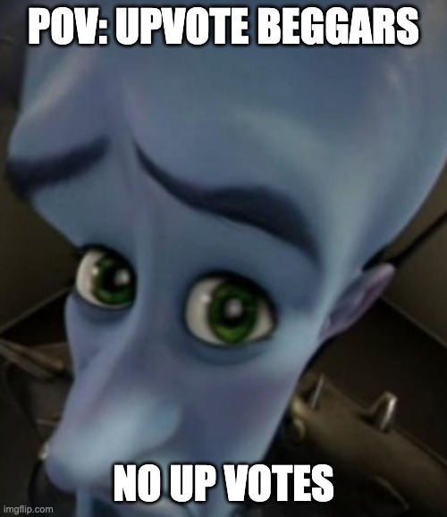 Sad Megamind | POV: UPVOTE BEGGARS; NO UP VOTES | image tagged in no bitches | made w/ Imgflip meme maker