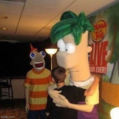 fines ad fb | image tagged in phineas and ferb,cursed | made w/ Imgflip meme maker