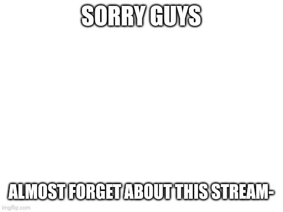 Woops- | SORRY GUYS; ALMOST FORGET ABOUT THIS STREAM- | image tagged in blank white template | made w/ Imgflip meme maker