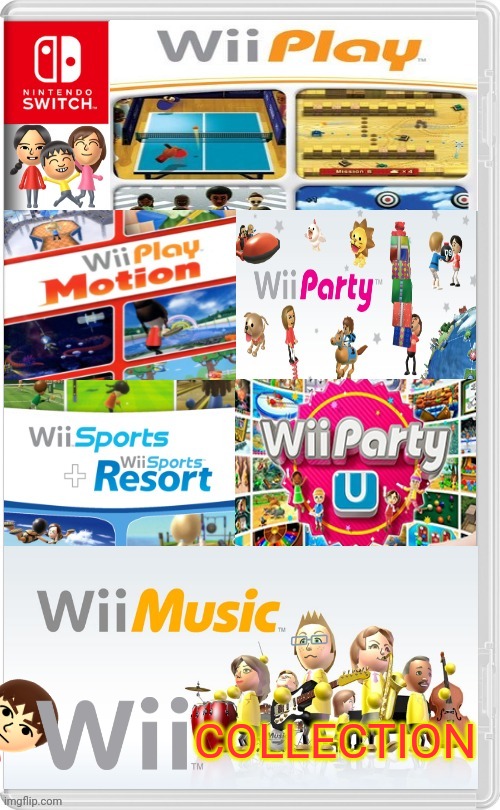 COLLECTION | image tagged in blank switch game,wii,wii sports,wii music,nintendo,wii play | made w/ Imgflip meme maker