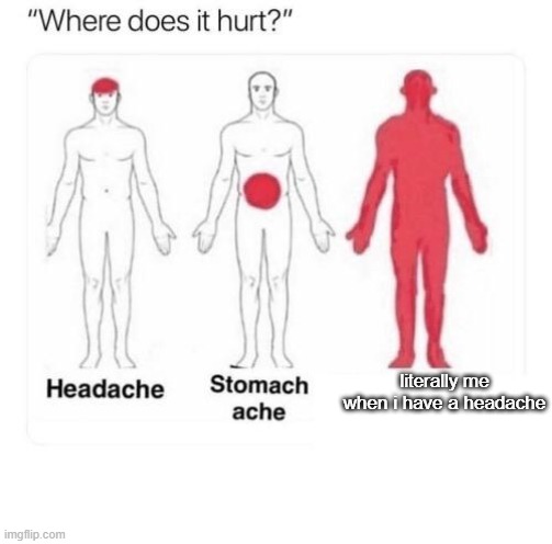 Where does it hurt | literally me when i have a headache | image tagged in where does it hurt | made w/ Imgflip meme maker