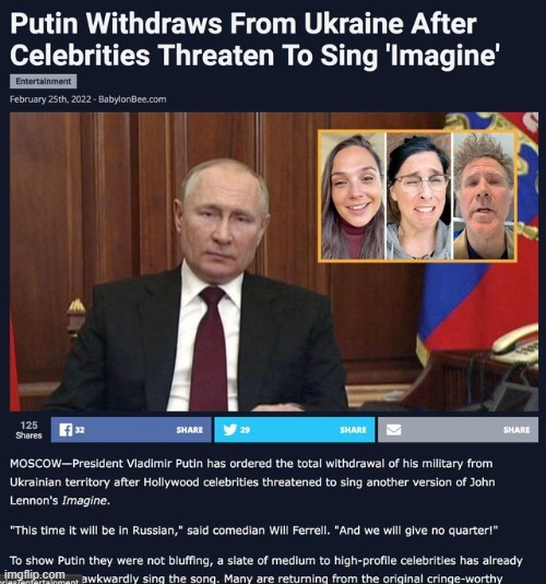In a world where celebrities actually matter | image tagged in celebrities,celebrity,russia,ukraine,vladimir putin | made w/ Imgflip meme maker