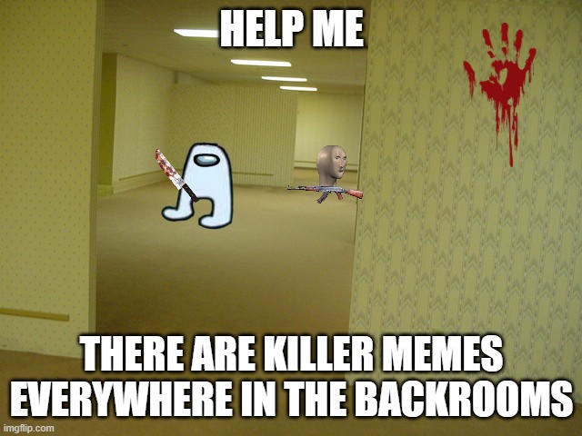The Backrooms | HELP ME; THERE ARE KILLER MEMES EVERYWHERE IN THE BACKROOMS | image tagged in the backrooms | made w/ Imgflip meme maker