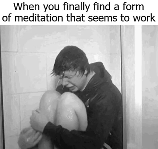 When you finally find a form of meditation that seems to work | image tagged in meitditdioans | made w/ Imgflip meme maker