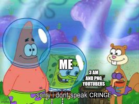Yeah | ME; 3 AM AND PNG YOUTUBERS; CRINGE | image tagged in sorry i don't speak ____ | made w/ Imgflip meme maker