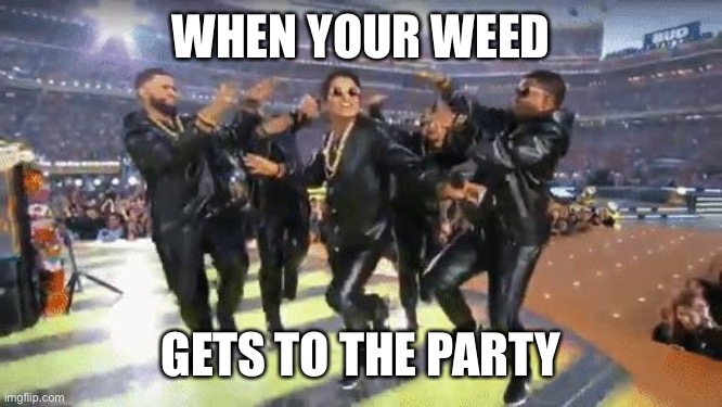 Weed | WHEN YOUR WEED; GETS TO THE PARTY | image tagged in arrive - bruno mars | made w/ Imgflip meme maker