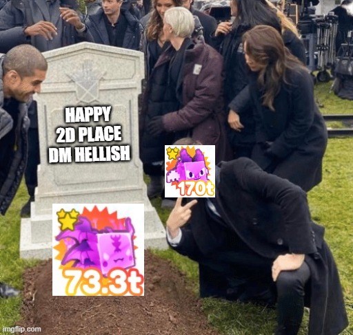 Grant Gustin over grave | HAPPY 2D PLACE DM HELLISH | image tagged in grant gustin over grave | made w/ Imgflip meme maker